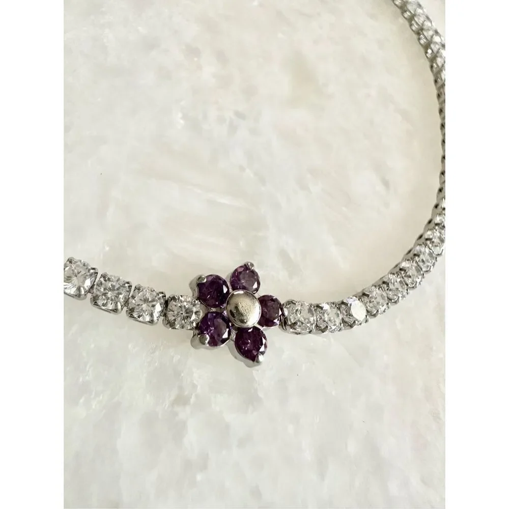 Light purple flower tennis bracelet